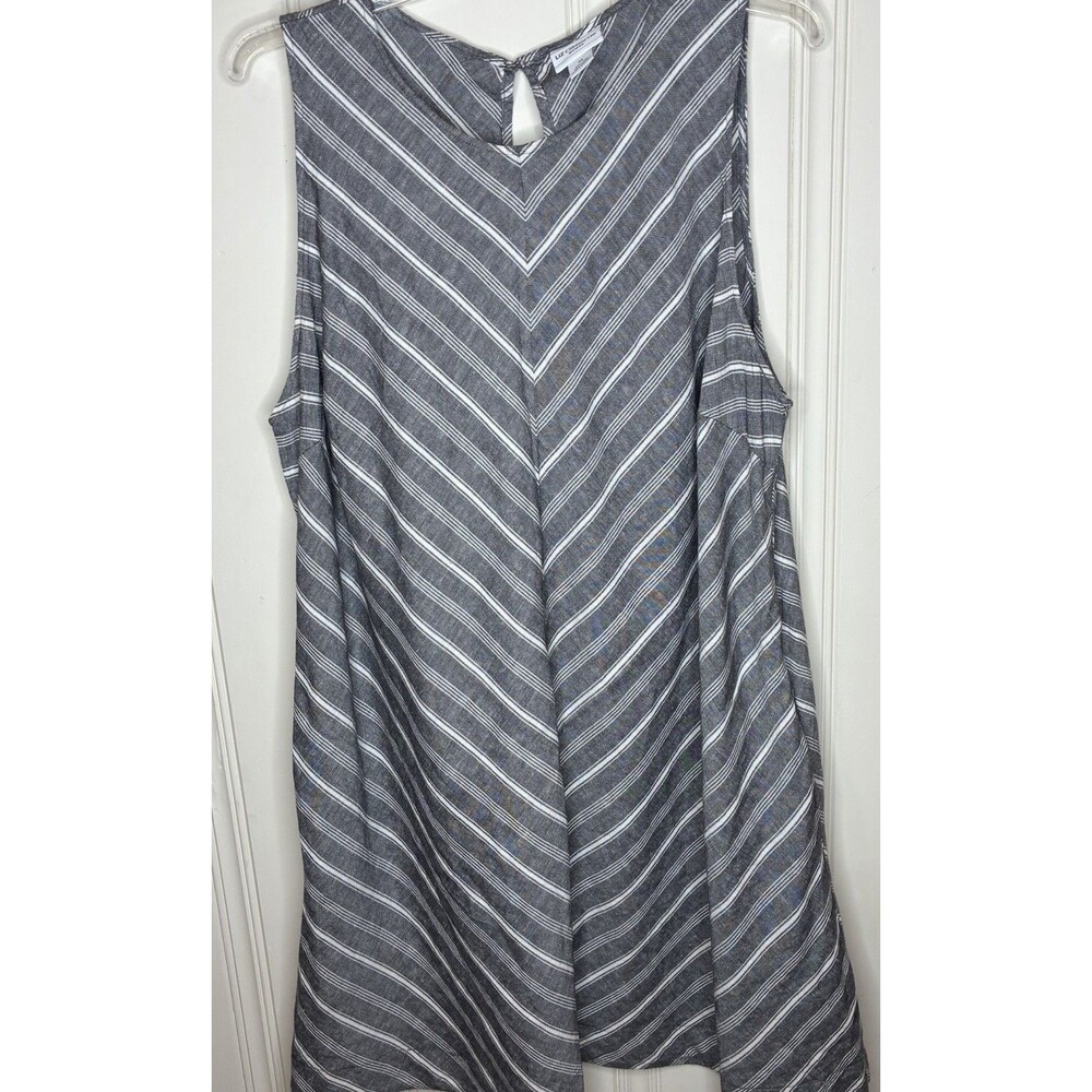 Linen Cotton A Line Plus Size Dress 2X Casual Classic Grandmacore Pockets Midi